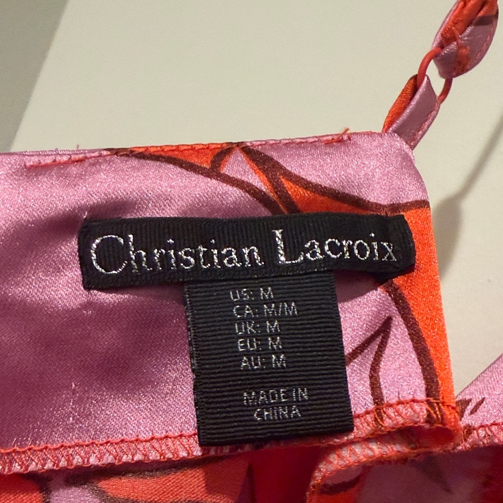 Christian Lacroix Orange and Pink Floral Midi Slip Dress - Picture 5 of 5